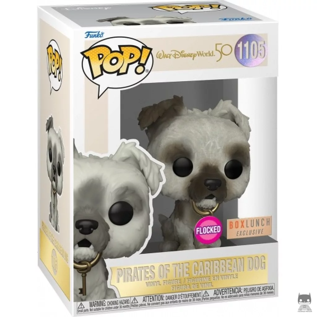 Figura Funko Pop! Perro de Pirates of the Caribbean (Flocado) en su caja