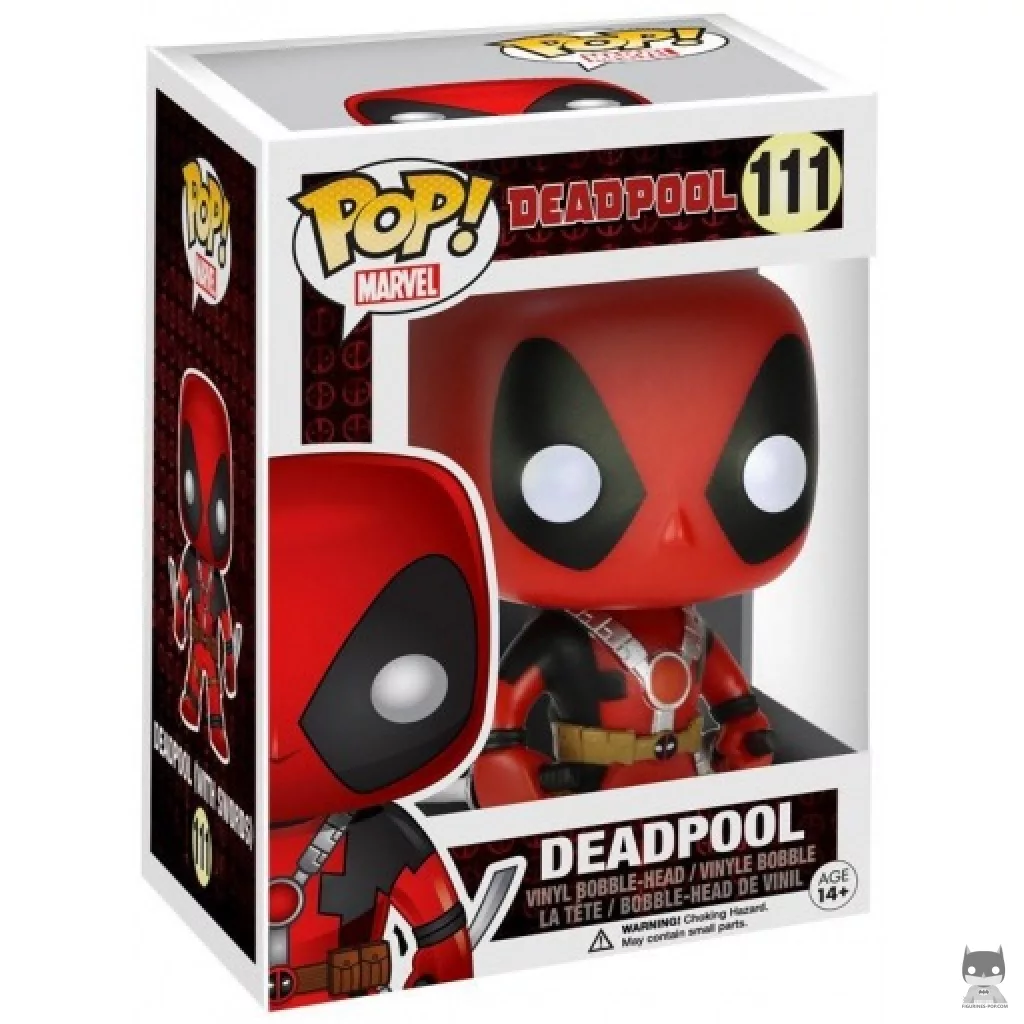 Figura Funko Pop! Deadpool con espadas en su caja
