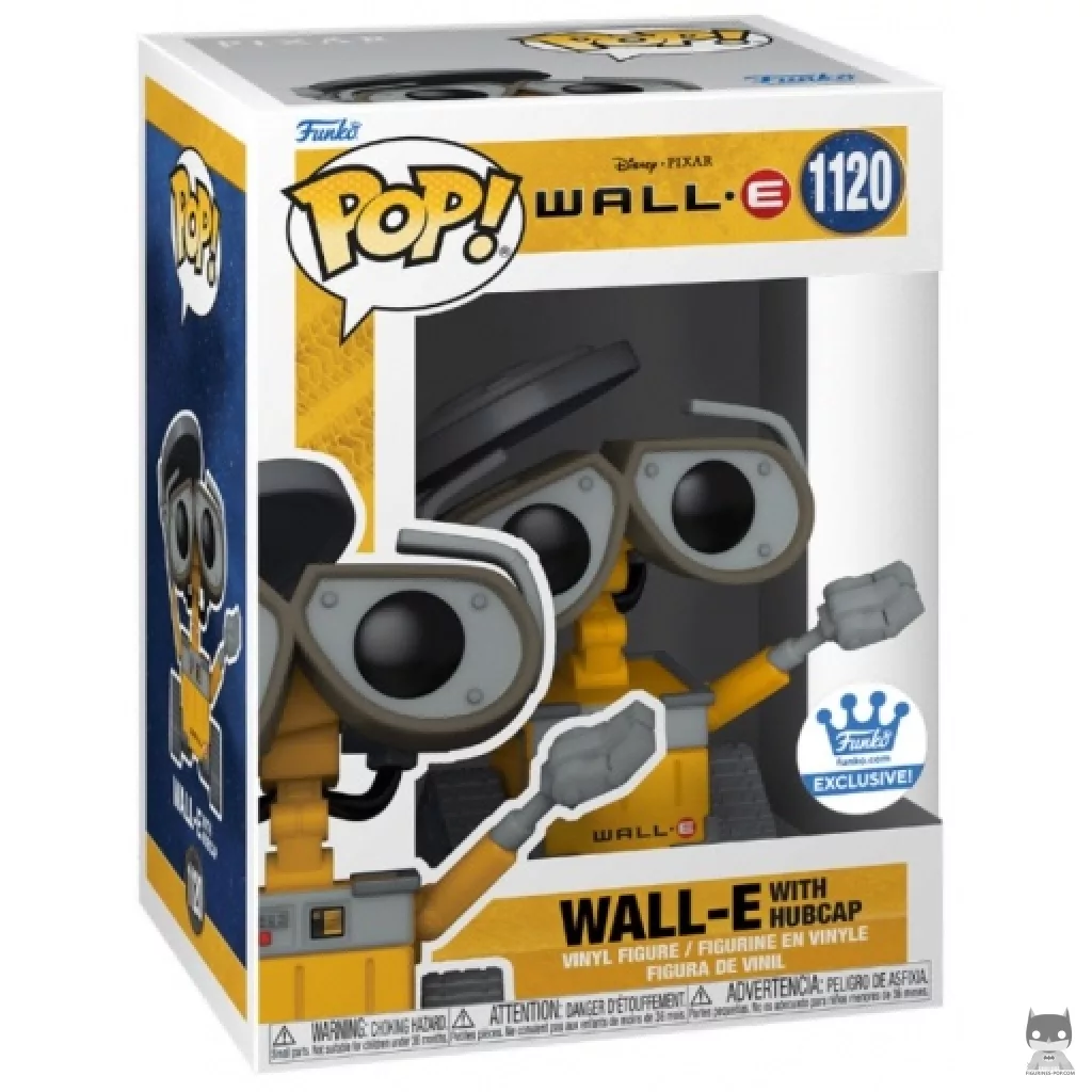 Figura Funko Pop! Wall-E con tapacubos en su caja