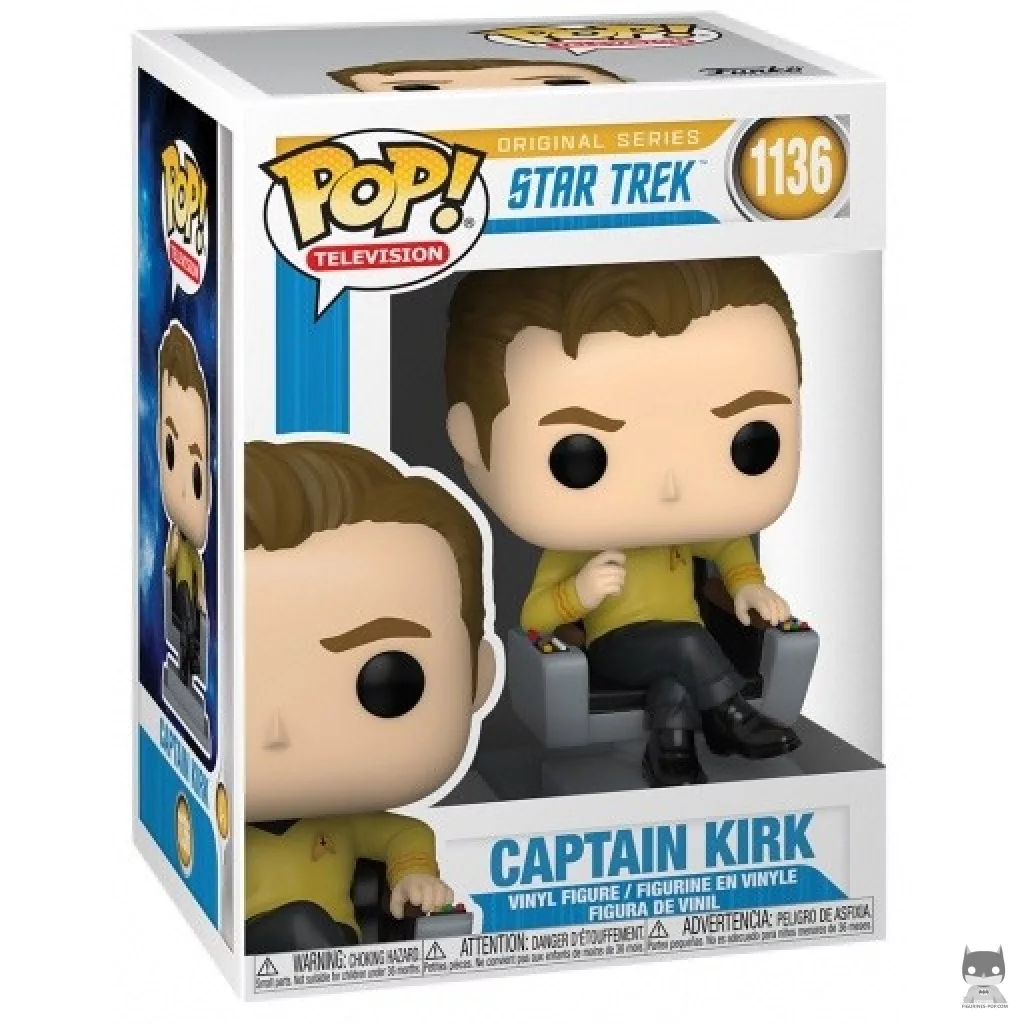 Figura Funko Pop! Capitán Kirk en la silla en su caja