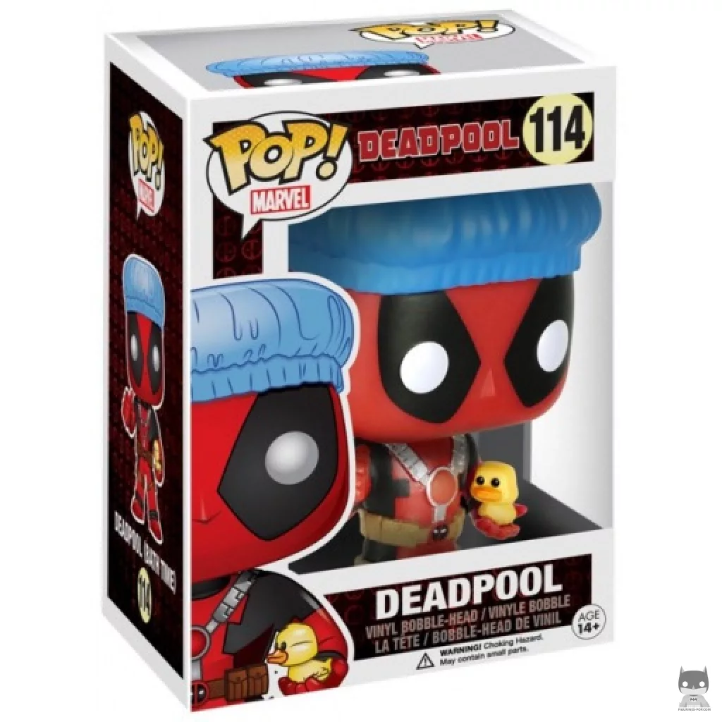 Figura Funko Pop! Deadpool con gorro de ducha & patito en su caja