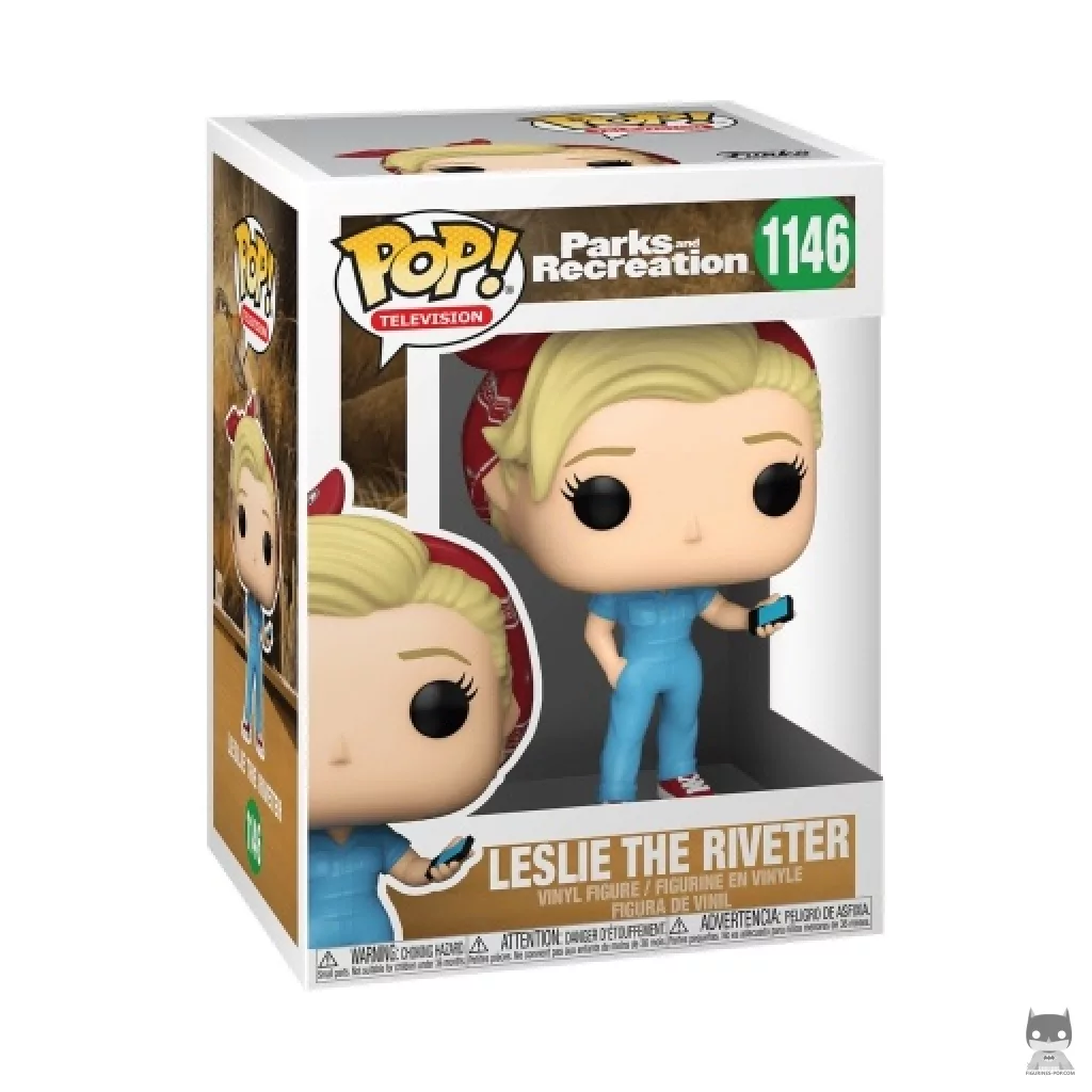 Figura Funko Pop! Leslie la remachadora en su caja