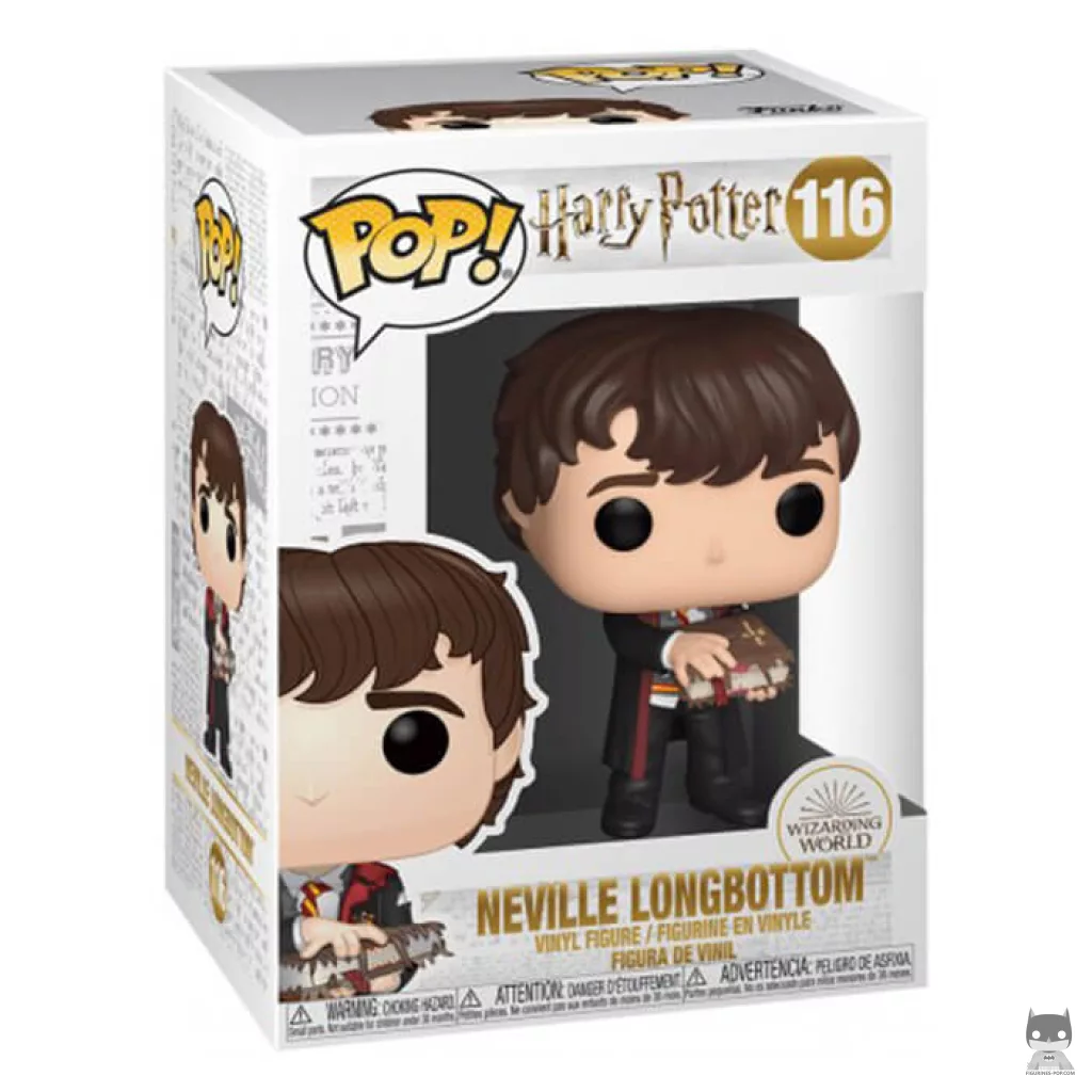 Figura Funko Pop! Neville Longbottom con El monstruoso libro de los monstruos en su caja