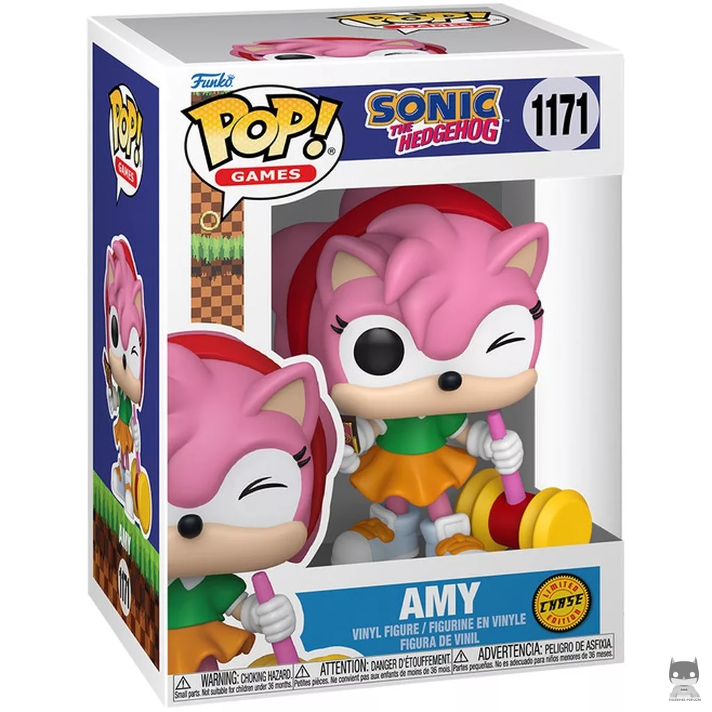 Figura Funko Pop! Amy Rose con el martillo Piko Piko (Chase) en su caja
