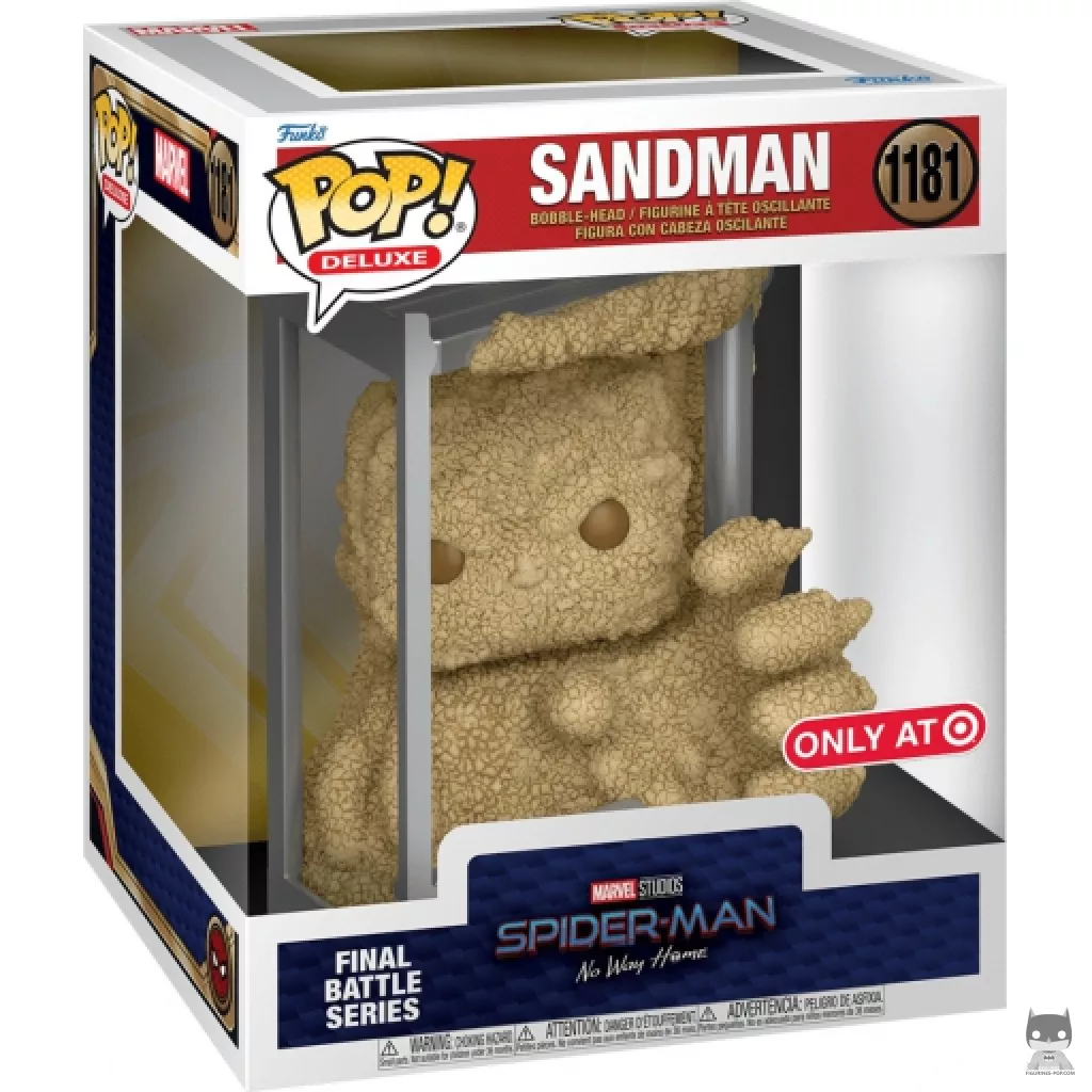 Figura Funko Pop! Serie Batalla final: Hombre de Arena en su caja