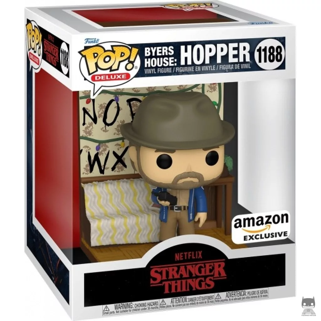 Figura Funko Pop! Casa de los Byers con Hopper (Build a Scene) en su caja