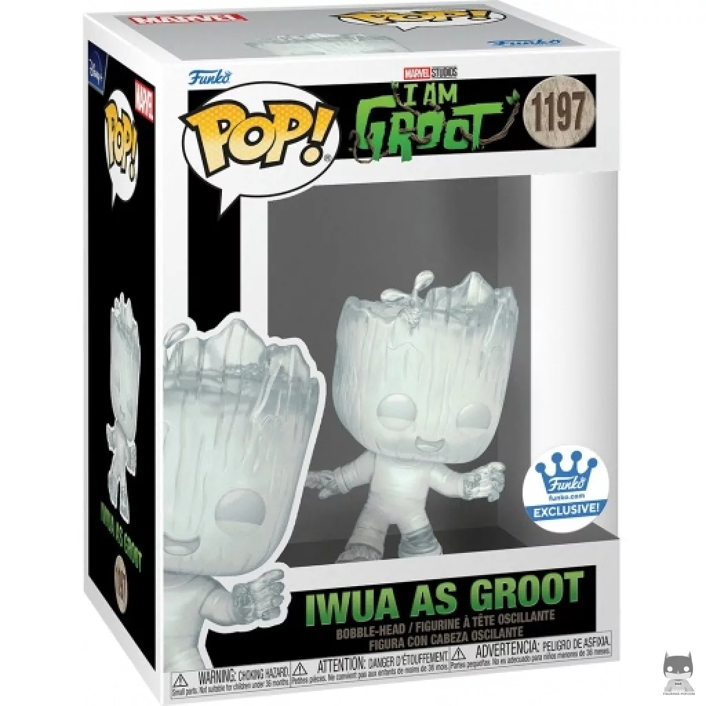 Figura Funko Pop! Iwua como Groot (Translúcido) en su caja