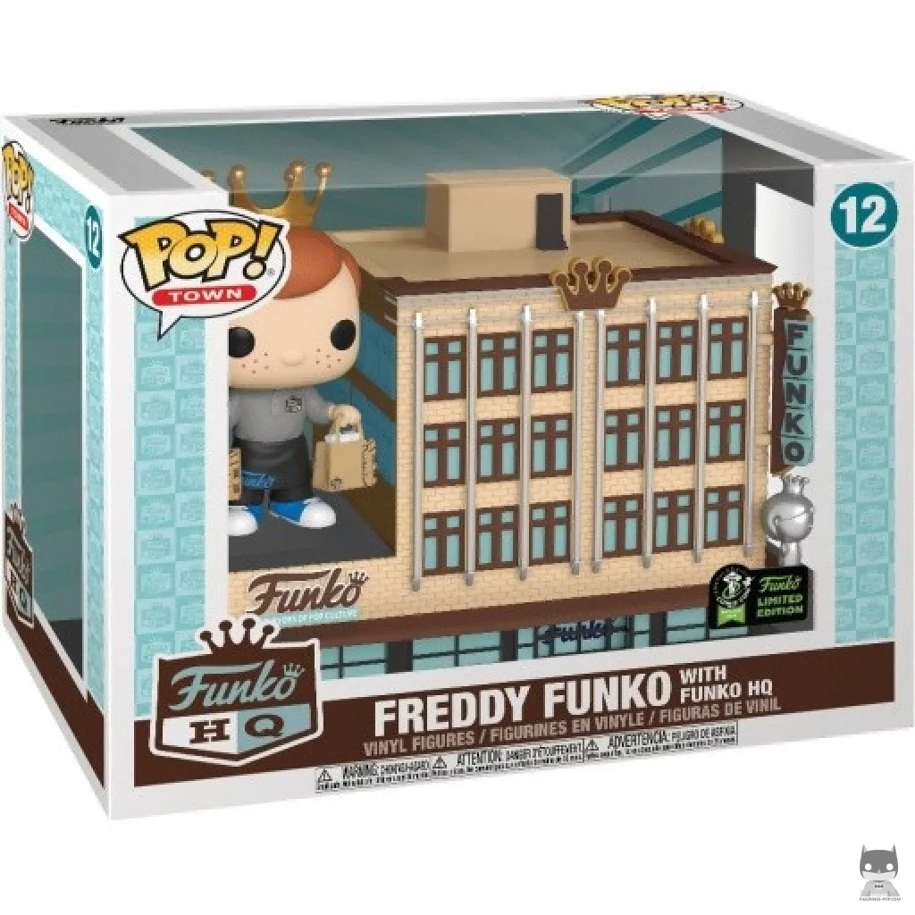 Figura Funko Pop! Freddy Funko con la sede de Funko en su caja