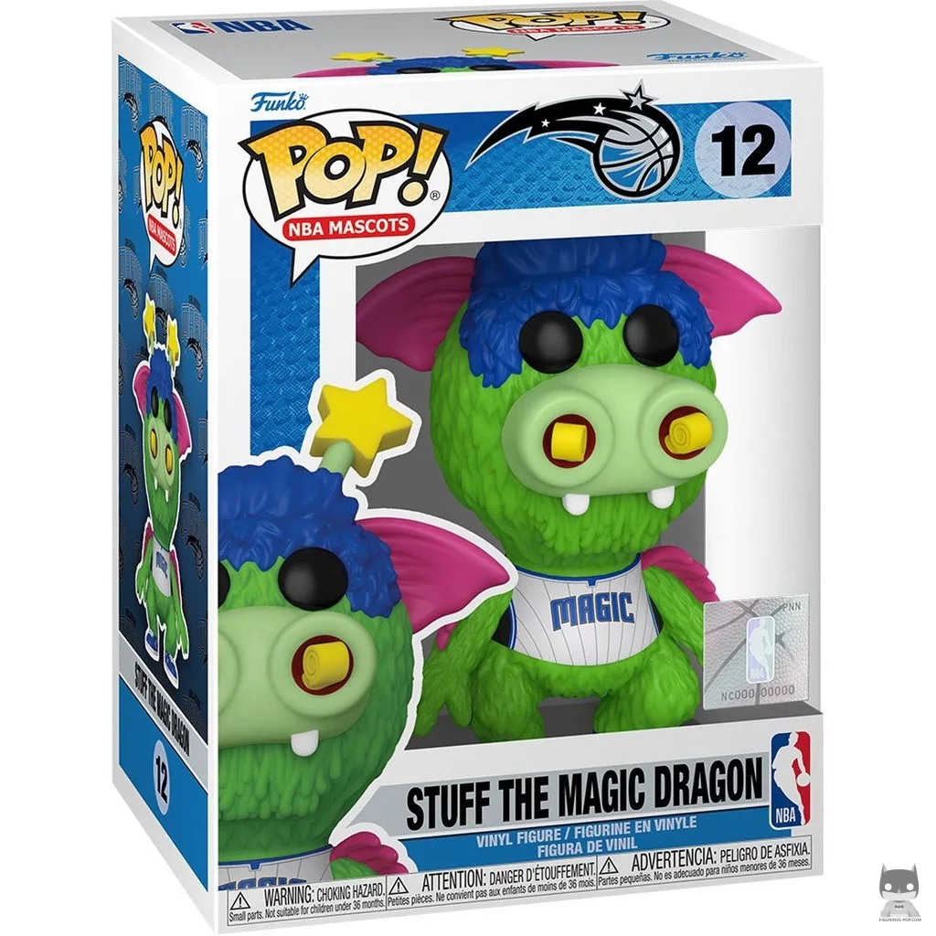 Figura Funko Pop! Stuff the Magic Dragon (Orlando Magic) en su caja