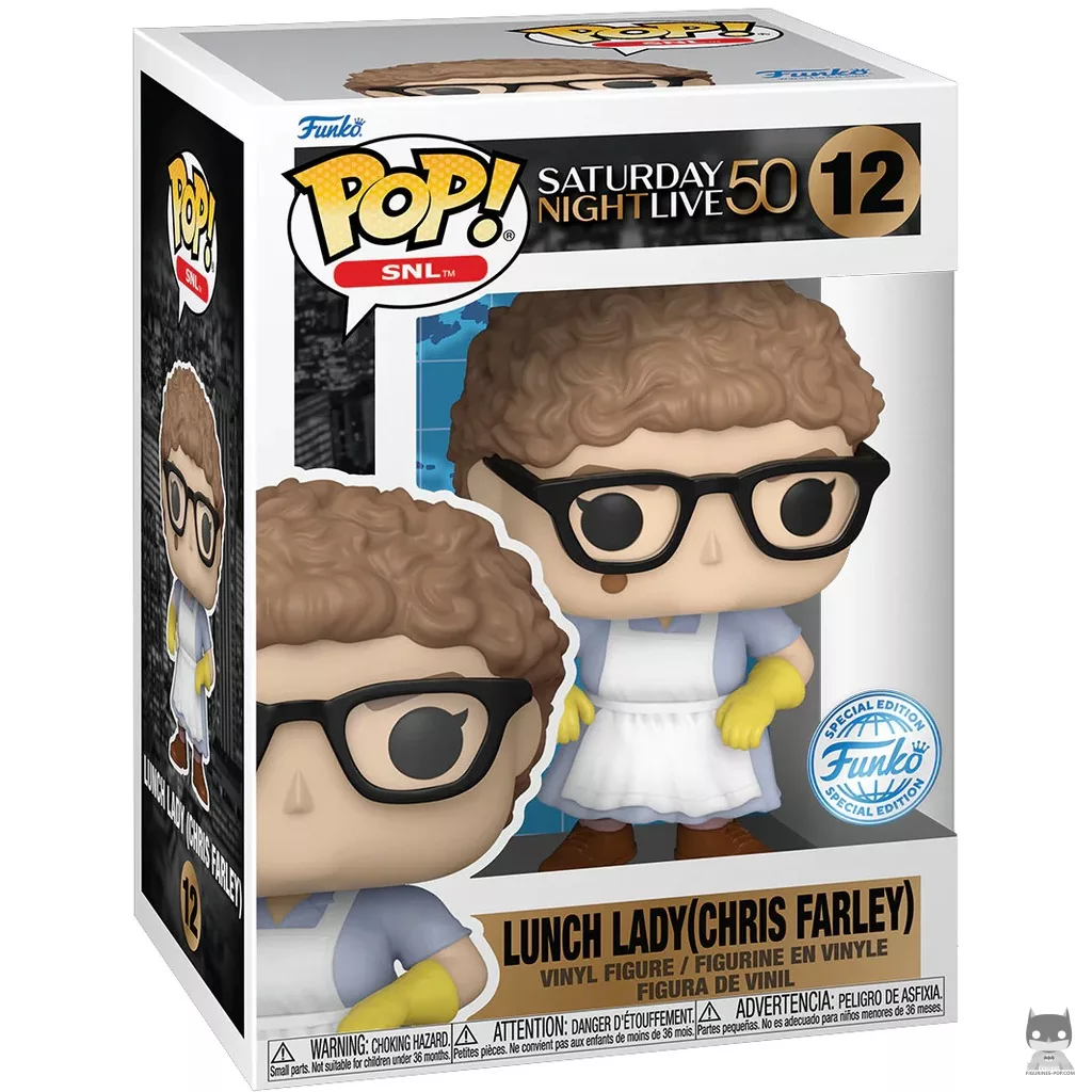 Figura Funko Pop! Cocinera del comedor (Chris Farley) en su caja