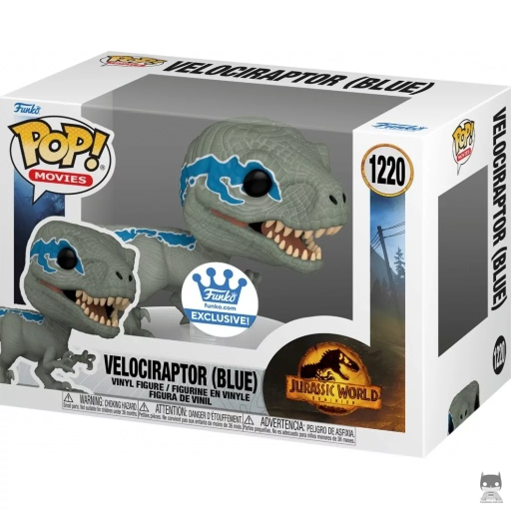 Figura Funko Pop! Velociraptor (Blue) (Alt) en su caja