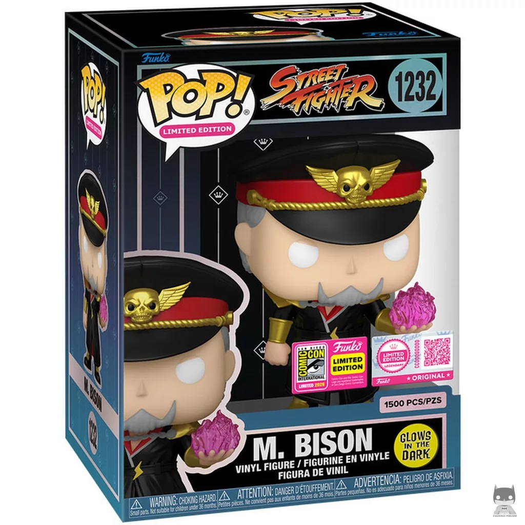 Figura Funko Pop! M. Bison (Brilla en la oscuridad) en su caja