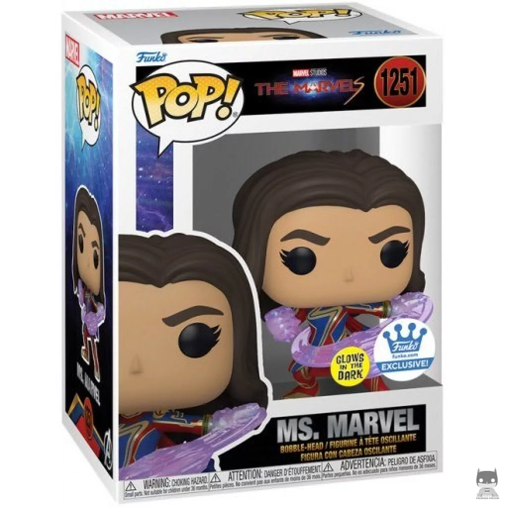 Figura Funko Pop! Ms. Marvel (Brilla en la oscuridad) en su caja