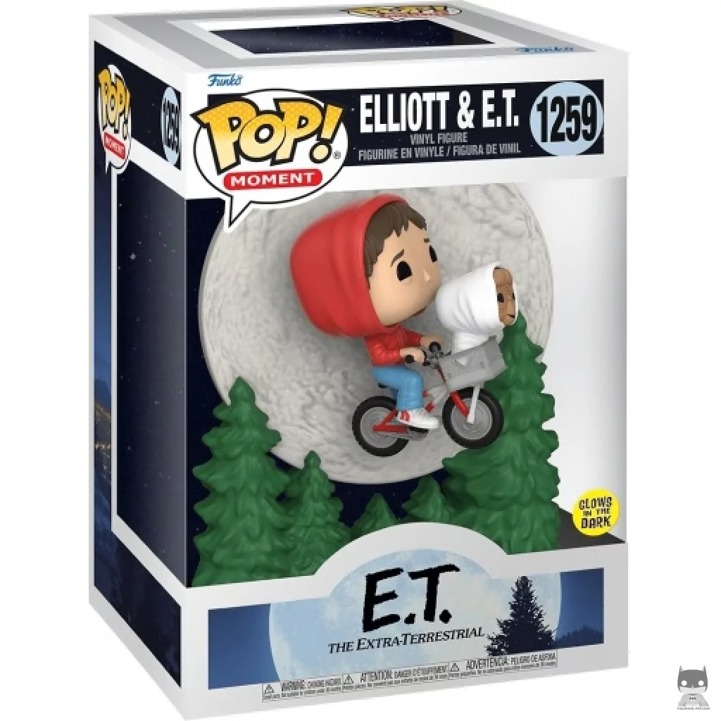 Figura Funko Pop! Elliott & E.T. volando en bici (Brilla en la oscuridad) en su caja