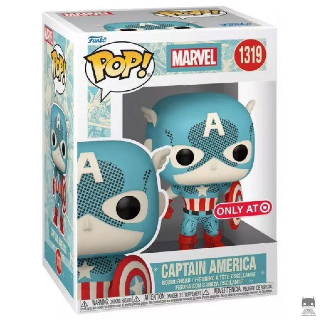 Figura Funko Pop! Capitán América (Retro Reimagined) en su caja