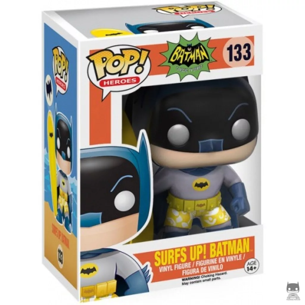 Figura Funko Pop! Batman con tabla de surf en su caja