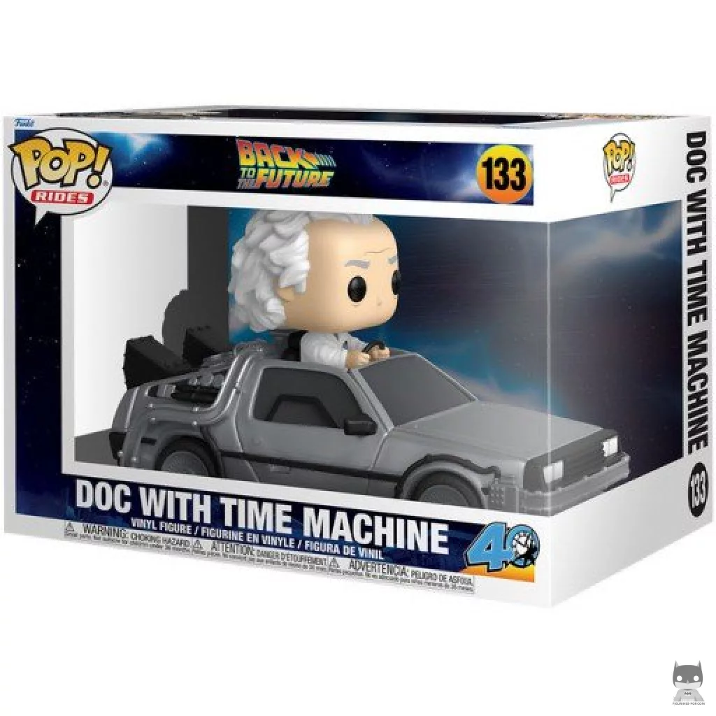 Figura Funko Pop! Doc con la máquina del tiempo en su caja