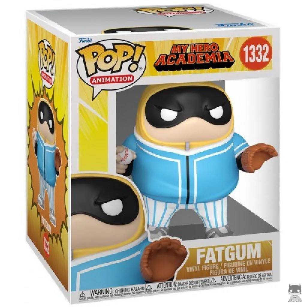 Figura Funko Pop! Fat Gum (Liga de Béisbol de Héroes) (Supersized) en su caja