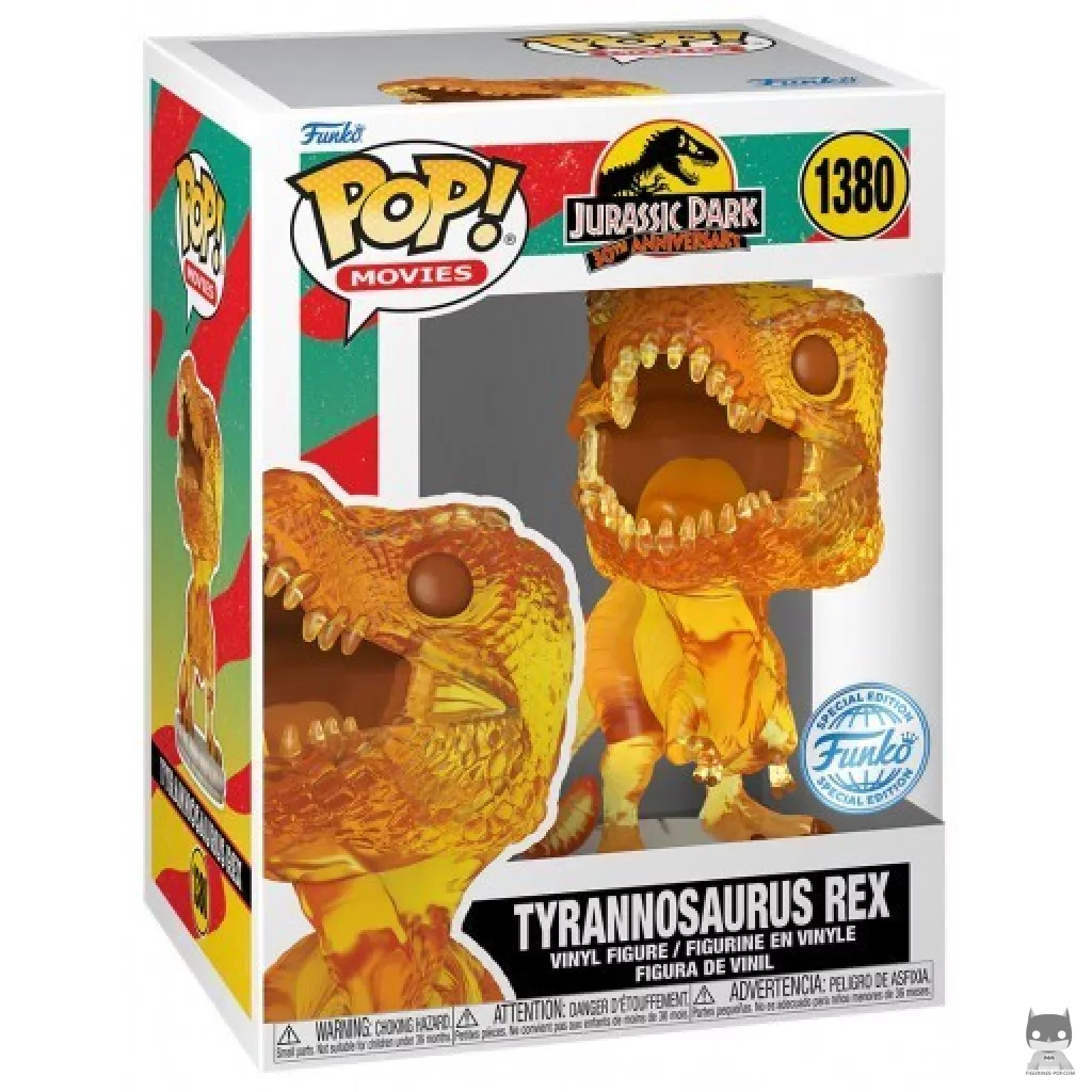 Figura Funko Pop! Tiranosaurio rex (Ámbar) en su caja