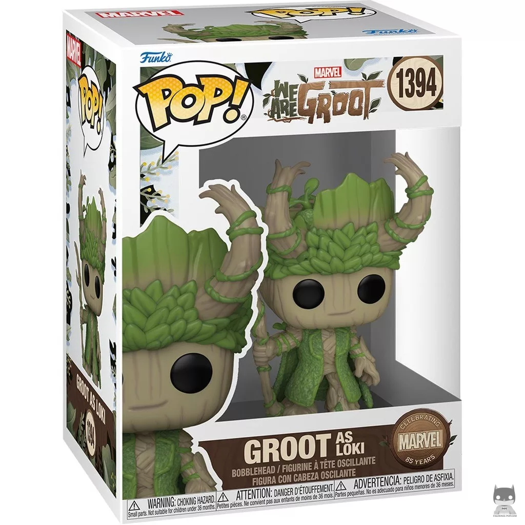 Figura Funko Pop! Groot como Loki en su caja