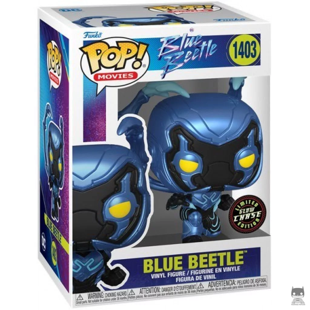 Figura Funko Pop! Blue Beetle (Chase & Brilla en la oscuridad) en su caja