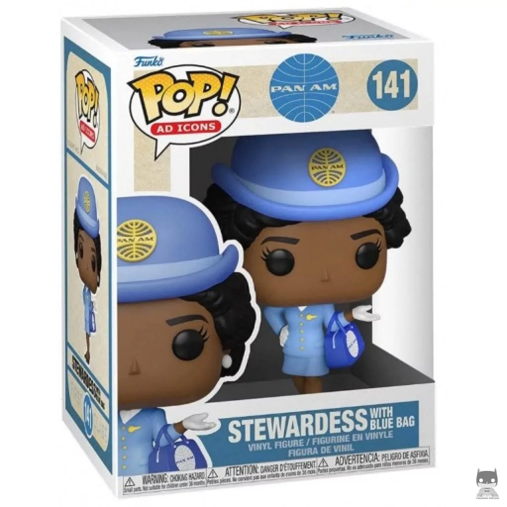 Figura Funko Pop! Azafata de Pan Am con bolso azul en su caja