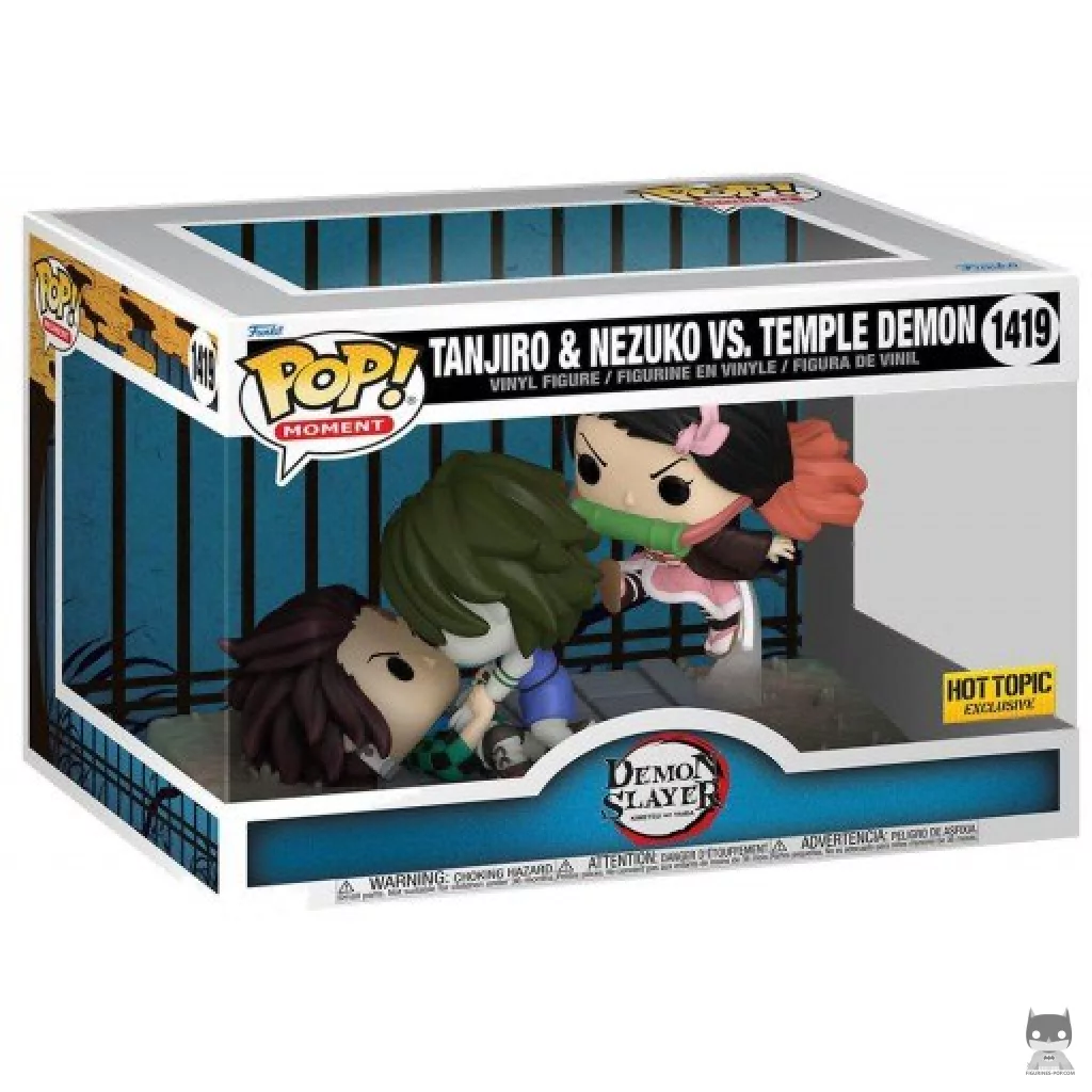 Figura Funko Pop! Tanjiro & Nezuko vs. el Demonio del Templo en su caja