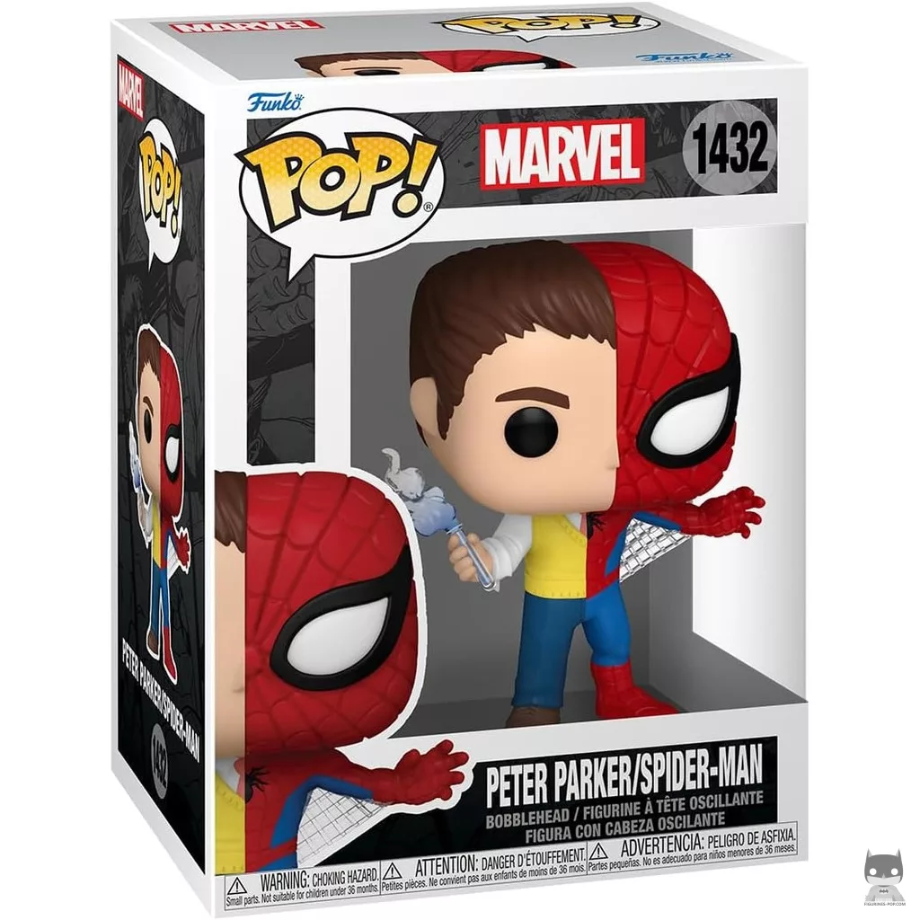 Figura Funko Pop! Peter Parker / Spider-Man (Split) en su caja