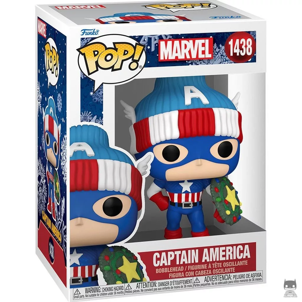 Figura Funko Pop! Capitán América (Navidad) en su caja
