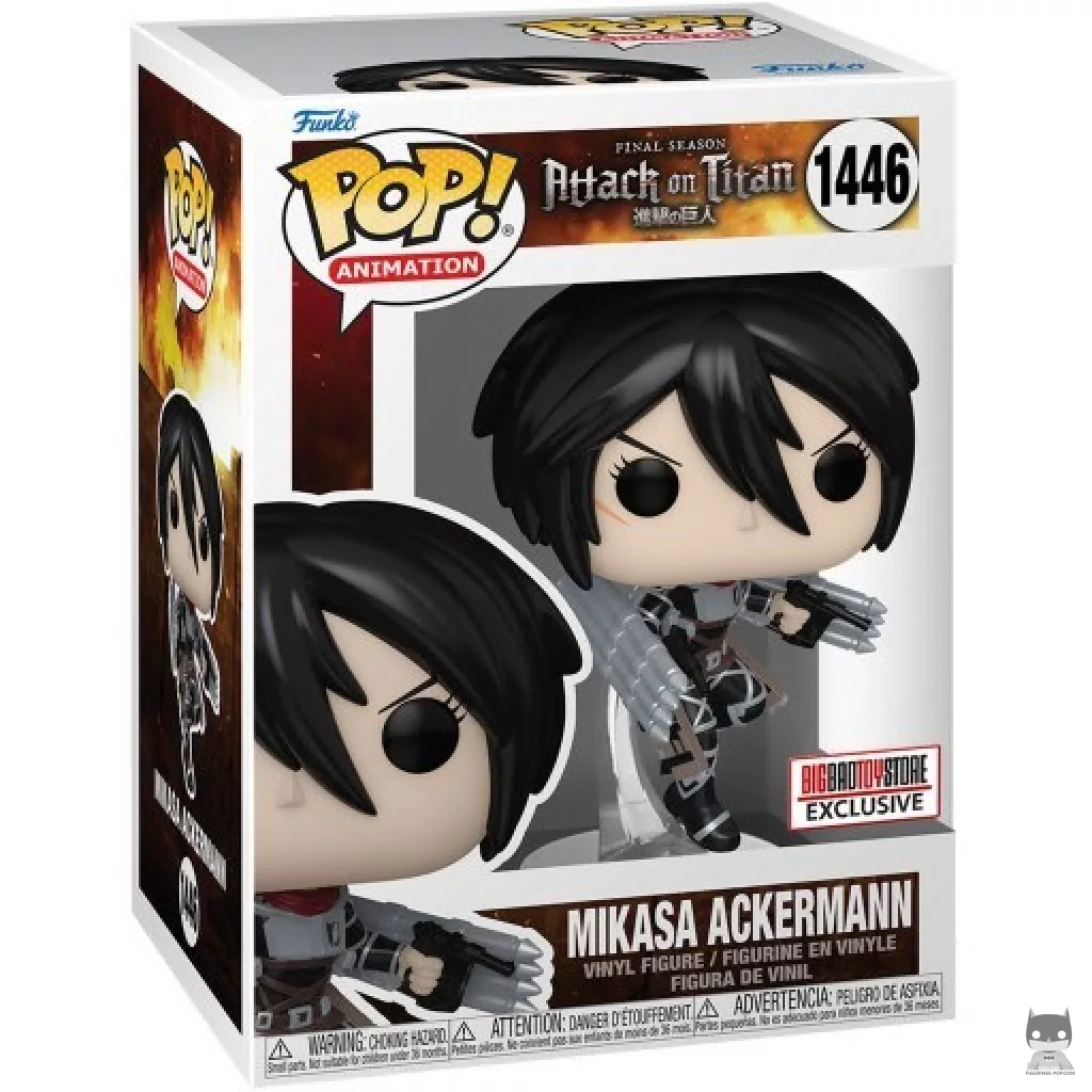 Figura Funko Pop! Mikasa Ackerman (Metalizado) en su caja