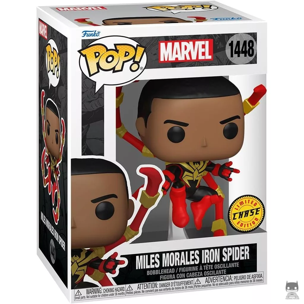 Figura Funko Pop! Miles Morales Iron Spider (Chase) en su caja