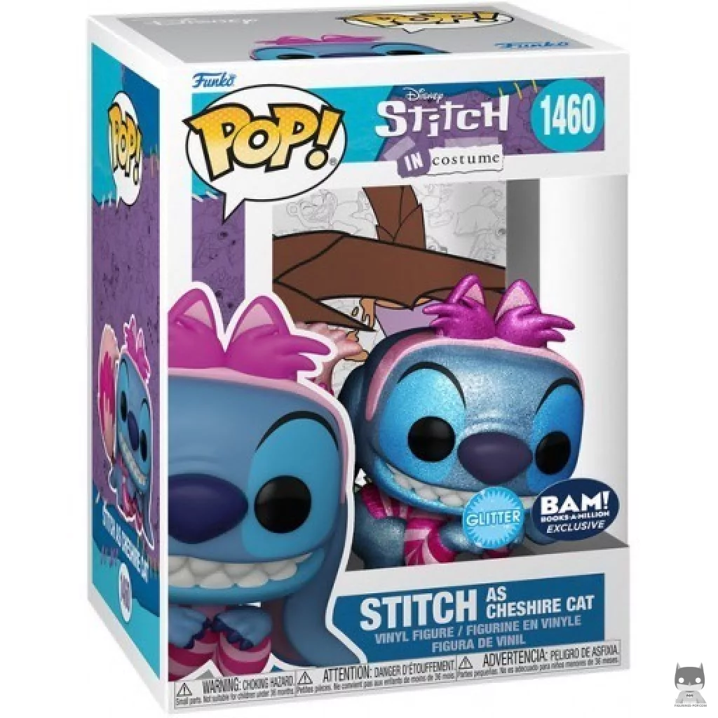 Figura Funko Pop! Stitch como Gato de Cheshire (Purpurina de diamante) en su caja
