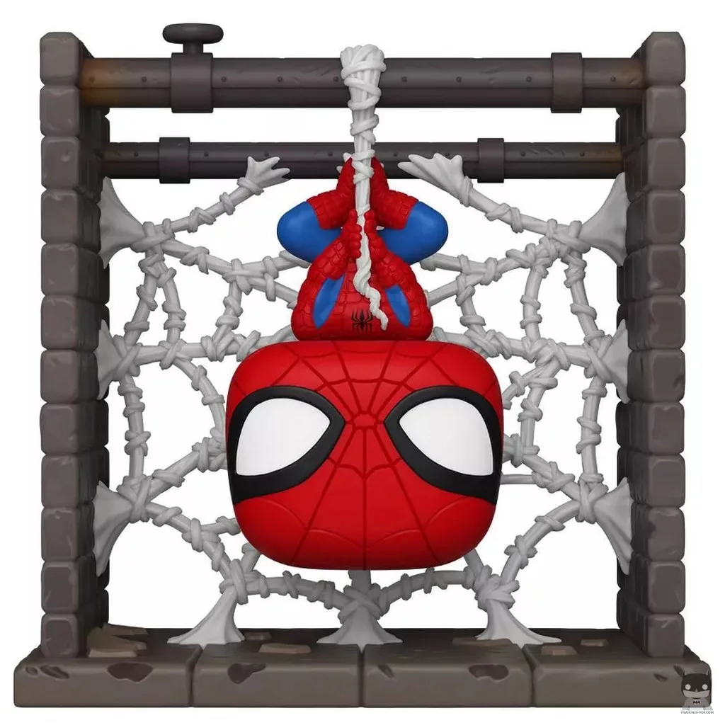Figura Funko Pop! Spider-Man colgado de la telaraña (Deluxe) (Marvel Comics)