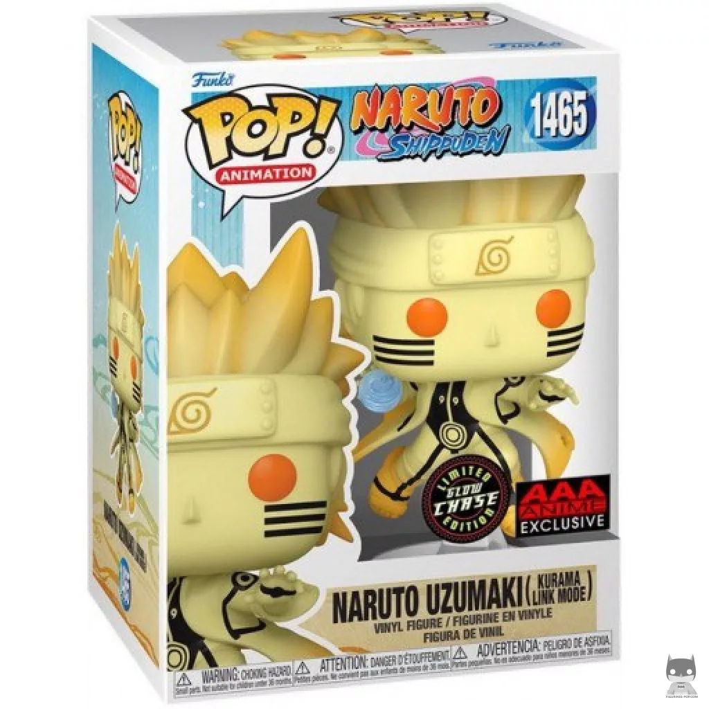 Figura Funko Pop! Naruto Uzumaki (Modo Vínculo con Kurama) (Chase & Brilla en la oscuridad) en su caja