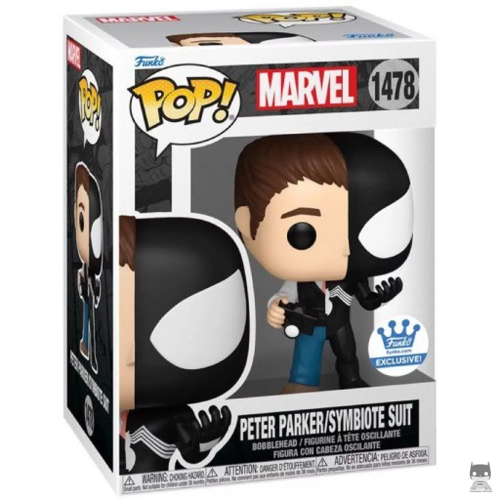 Figura Funko Pop! Peter Parker / Traje simbionte en su caja
