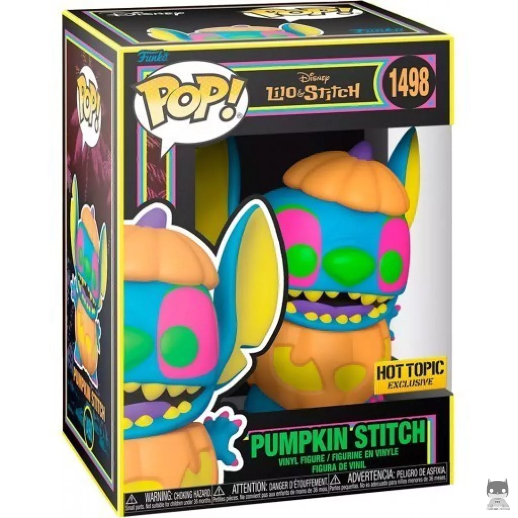 Figura Funko Pop! Stitch calabaza (Luz negra) en su caja