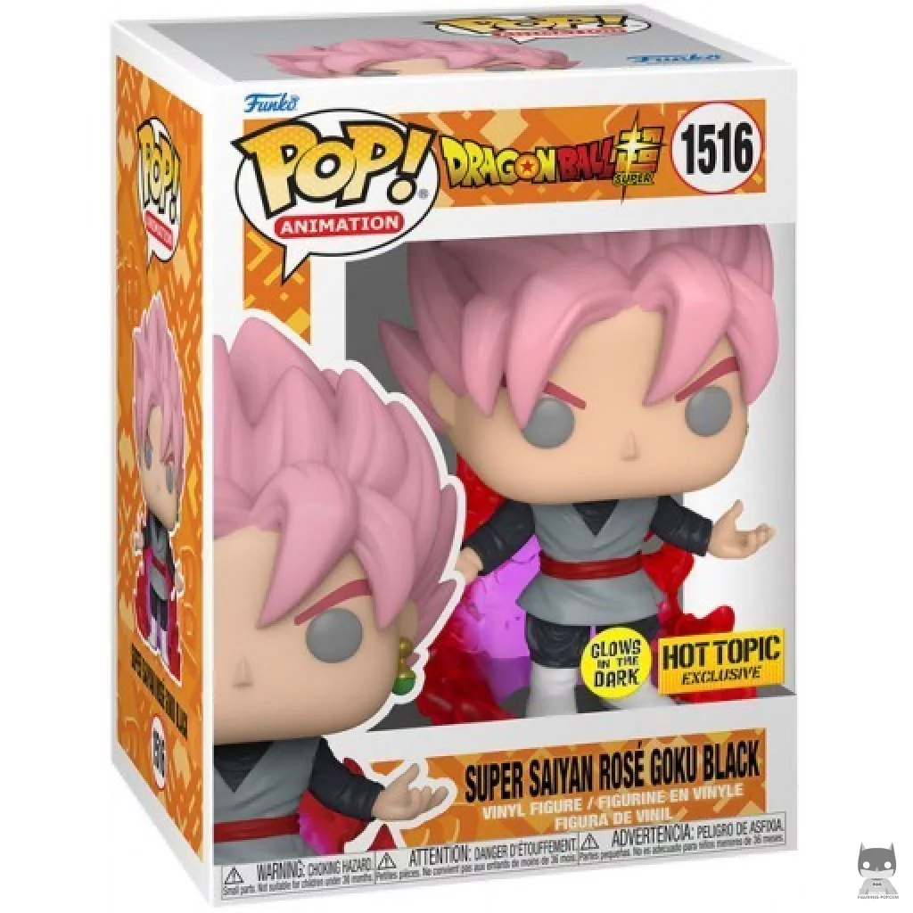 Figura Funko Pop! Goku Black Super Saiyan Rosé (Brilla en la oscuridad) en su caja