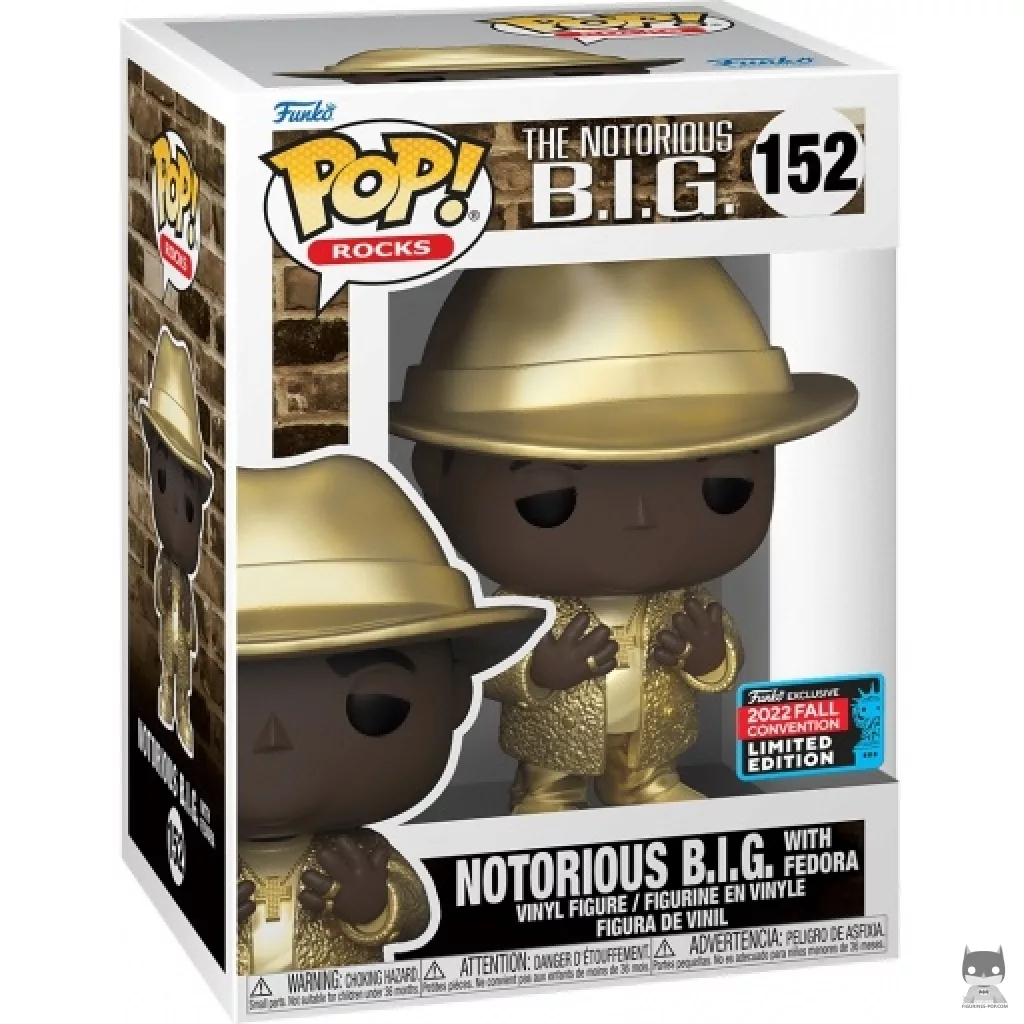 Figura Funko Pop! Notorious B.I.G con fedora en su caja