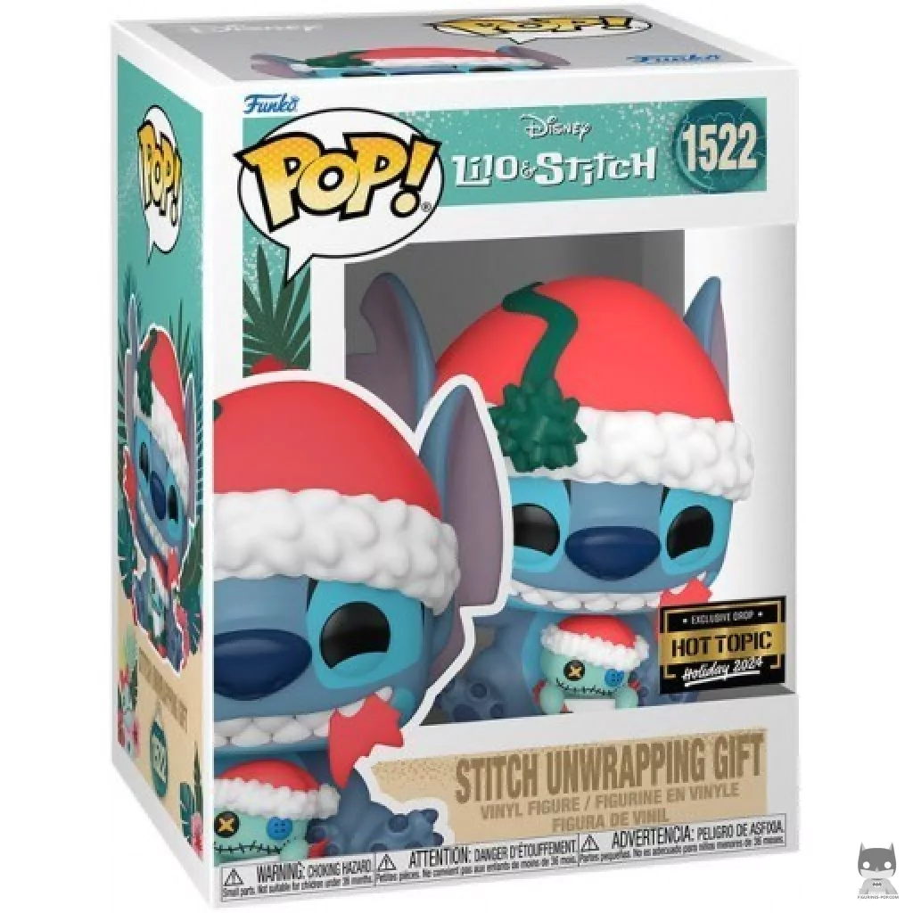 Figura Funko Pop! Stitch abriendo un regalo en su caja