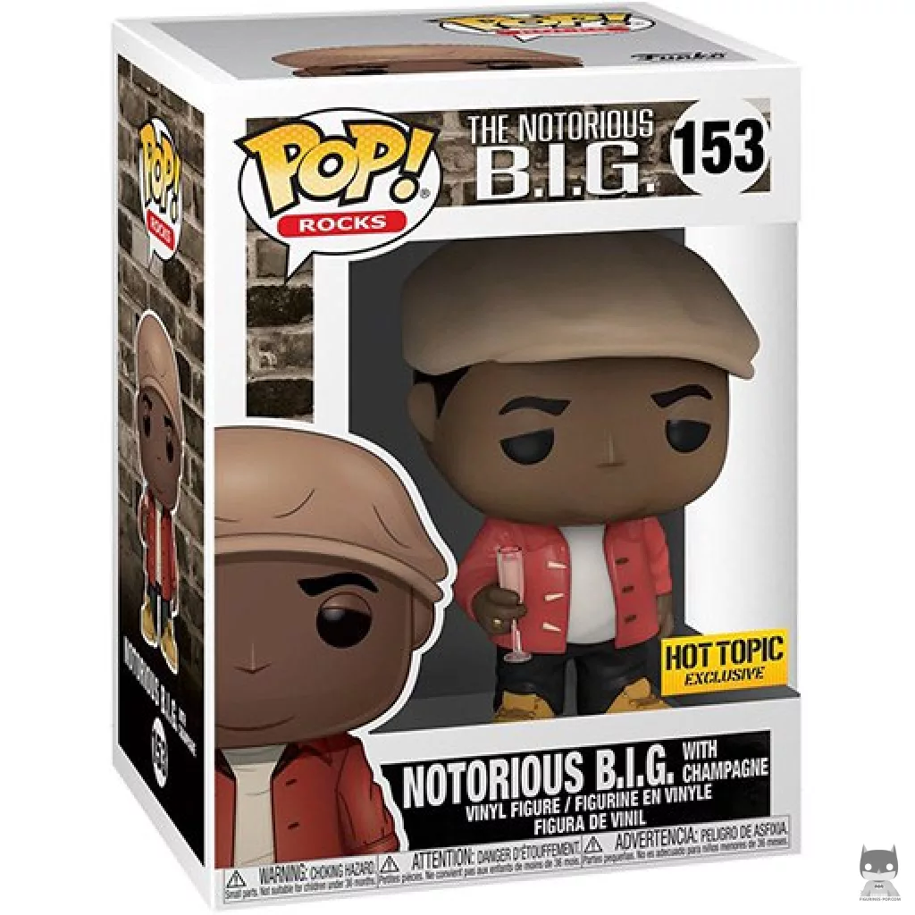 Figura Funko Pop! Notorious B.I.G con champán en su caja