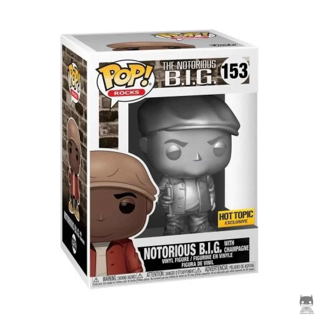 Figura Funko Pop! Notorious B.I.G con champán (Metalizado) en su caja