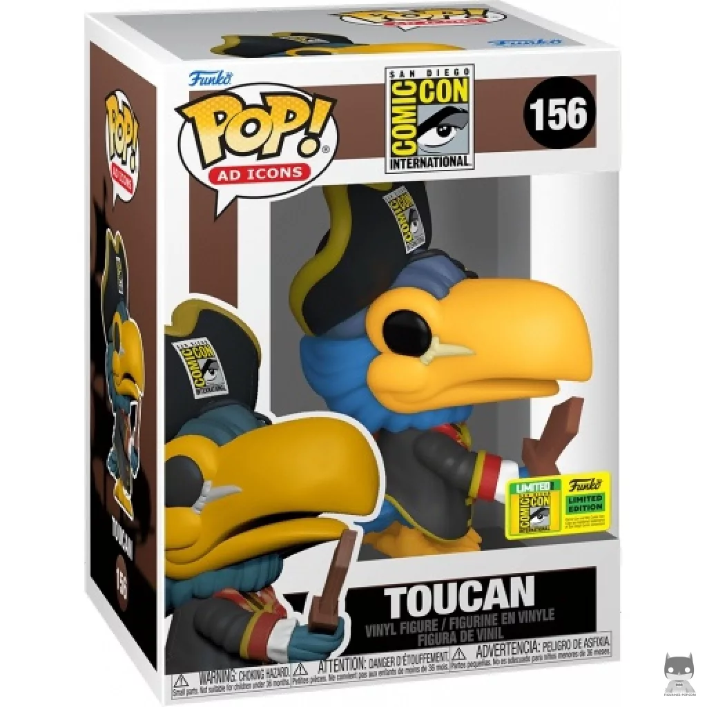 Figura Funko Pop! Tucán pirata (SDCC Summer Convention 2022) en su caja