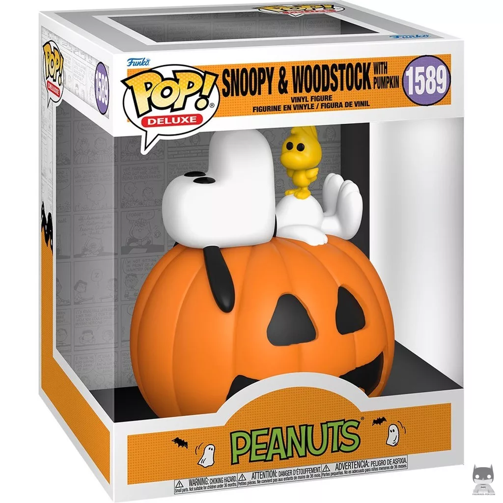 Figura Funko Pop! Snoopy & Woodstock con calabaza en su caja