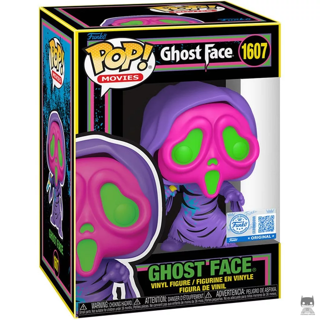 Figura Funko Pop! Ghost Face (Luz negra) en su caja