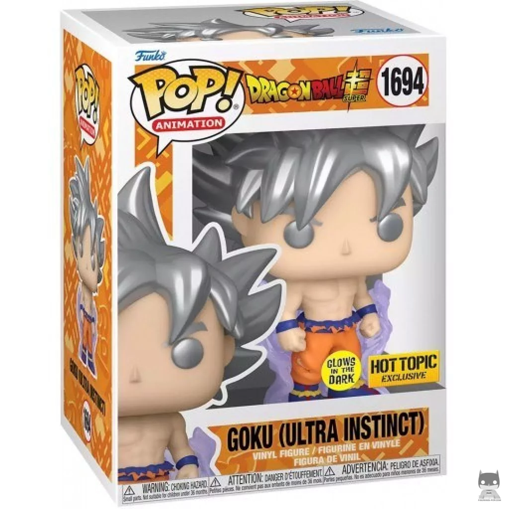 Figura Funko Pop! Goku (Ultra Instinto) (Brilla en la oscuridad) en su caja