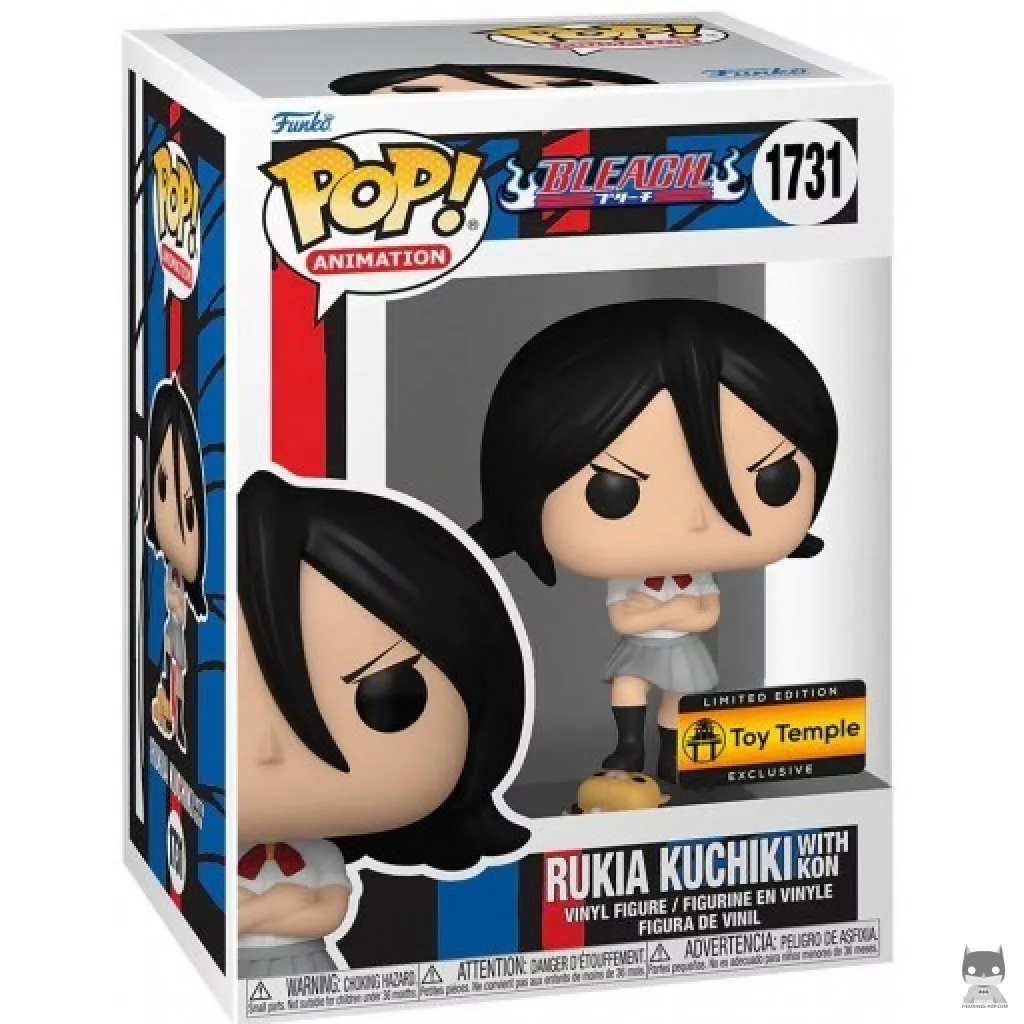 Figura Funko Pop! Rukia Kuchiki de pie sobre Kon en su caja