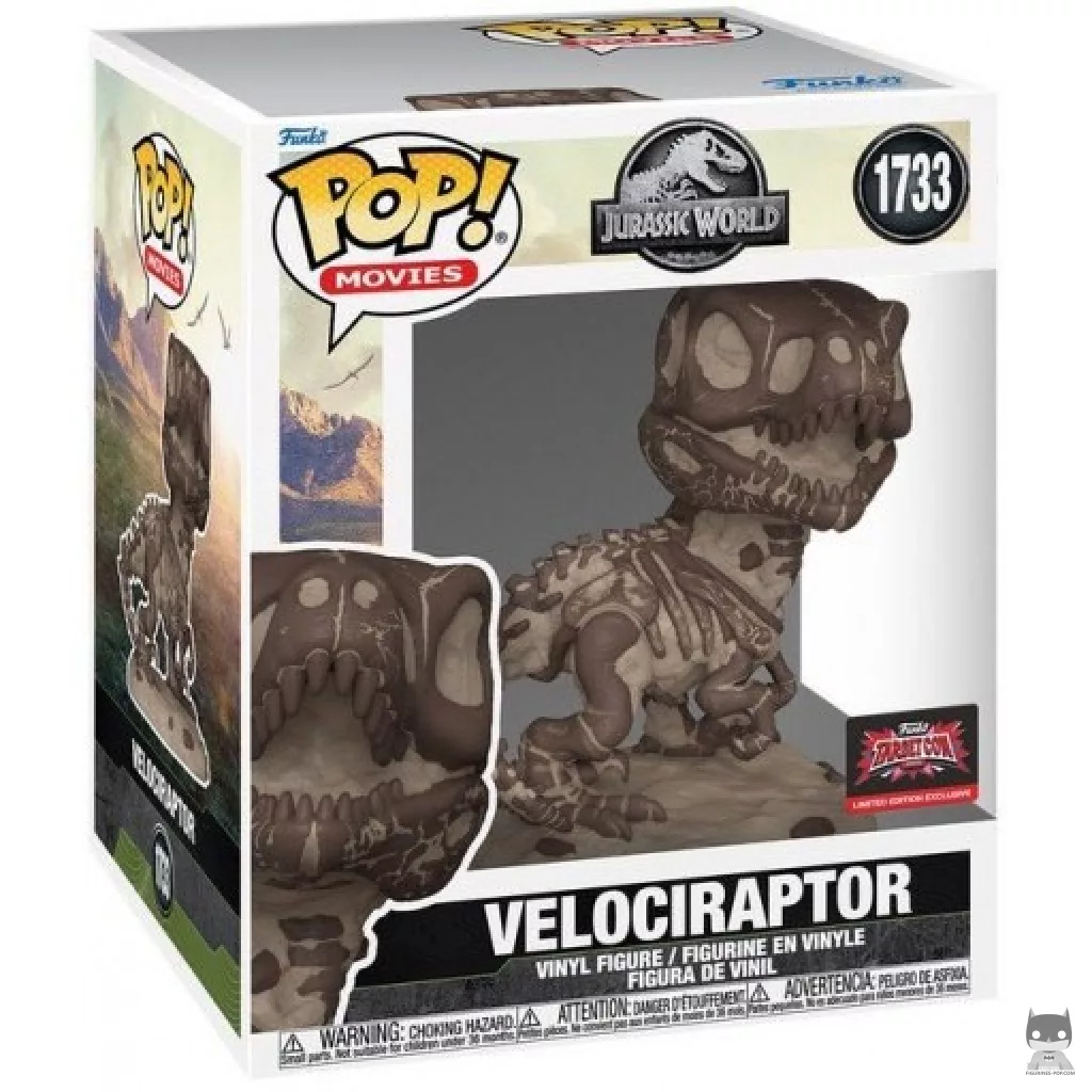 Figura Funko Pop! Velociraptor (Fósil) (Supersized) en su caja