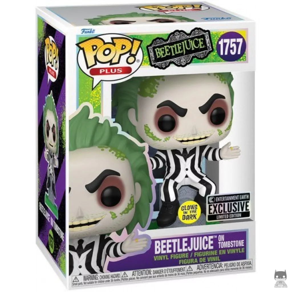 Figura Funko Pop! Beetlejuice en la lápida (Brilla en la oscuridad) en su caja