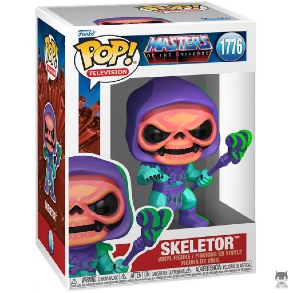 Figura Funko Pop! Skeletor (Neón retro) en su caja