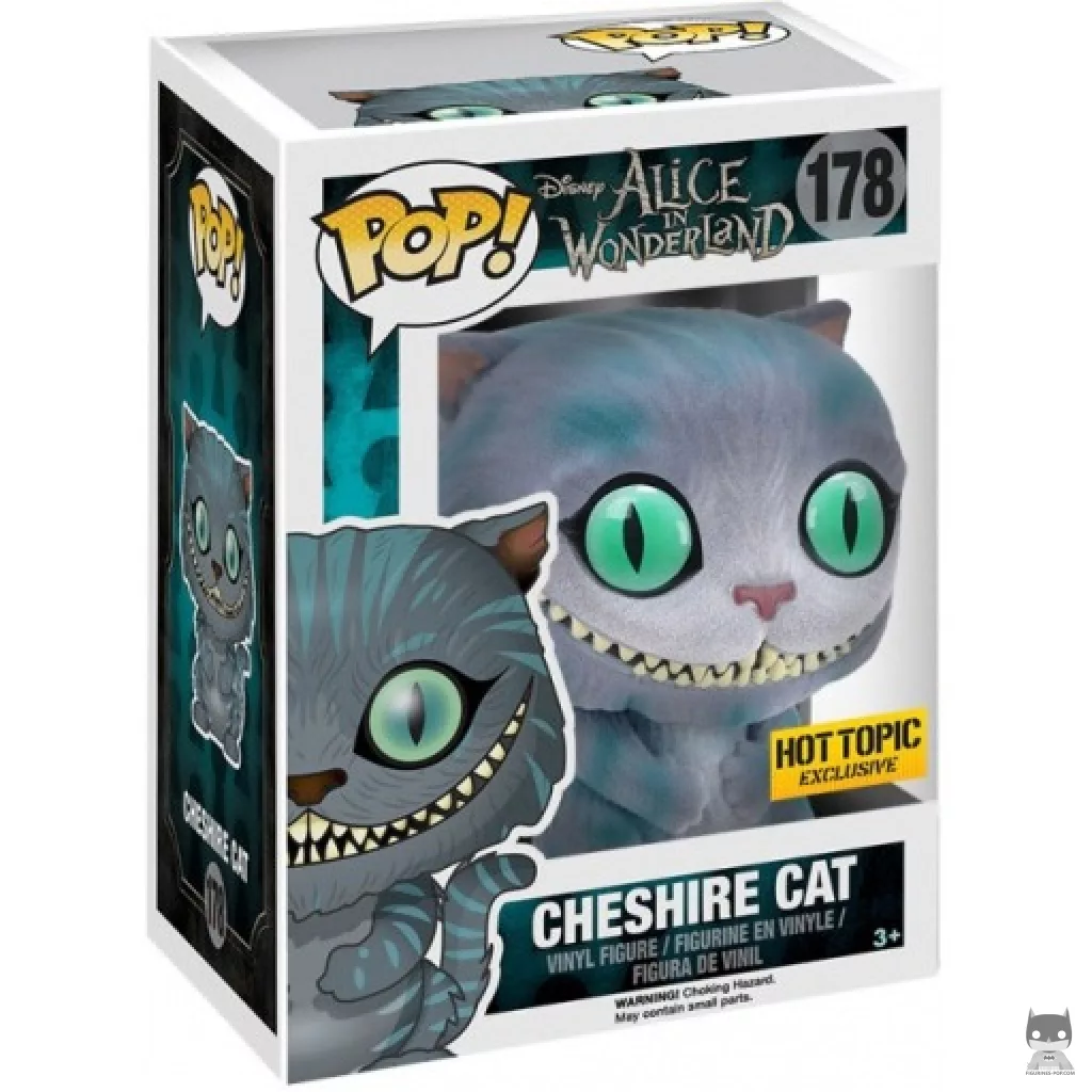 Figura Funko Pop! Gato de Cheshire (Flocado) en su caja